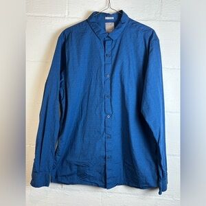 A Frame Men’s Slim Fitted Casual Button Up Business Casual Shirt Size Large